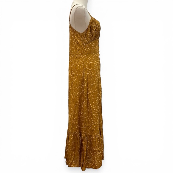 Aura |  Midi Dress | Golden | Polka Dot | Button Front | Flounce Hem | NWT - Picture 2 of 7